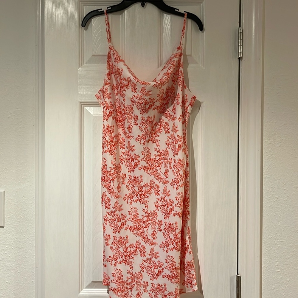 Urban Outfitters Red Floral Cowl Mini Dress